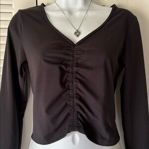 All in Motion Black V-Neck Cropped Top